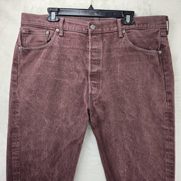 Levis 501xx Jeans Mens 42x32 (Actual 40x29) Maroon Denim Straight Leg Grunge - Picture 2 of 15